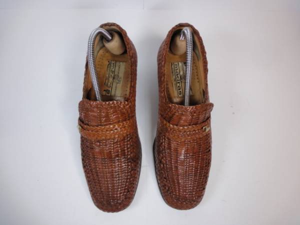 [ma gong s] genuine article madras shoes 24cm tea Loafer business shoes slip-on shoes metal fittings knitting 