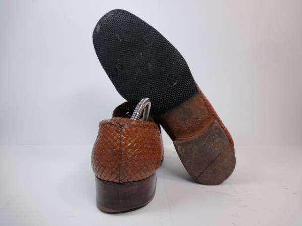 [ma gong s] genuine article madras shoes 24cm tea Loafer business shoes slip-on shoes metal fittings knitting 