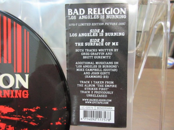 7e/ピクチャー盤/Bad Religion(バッド・レリジョン)/限定盤「Los Angeles Is Burning」/メロコア,エモ_画像2