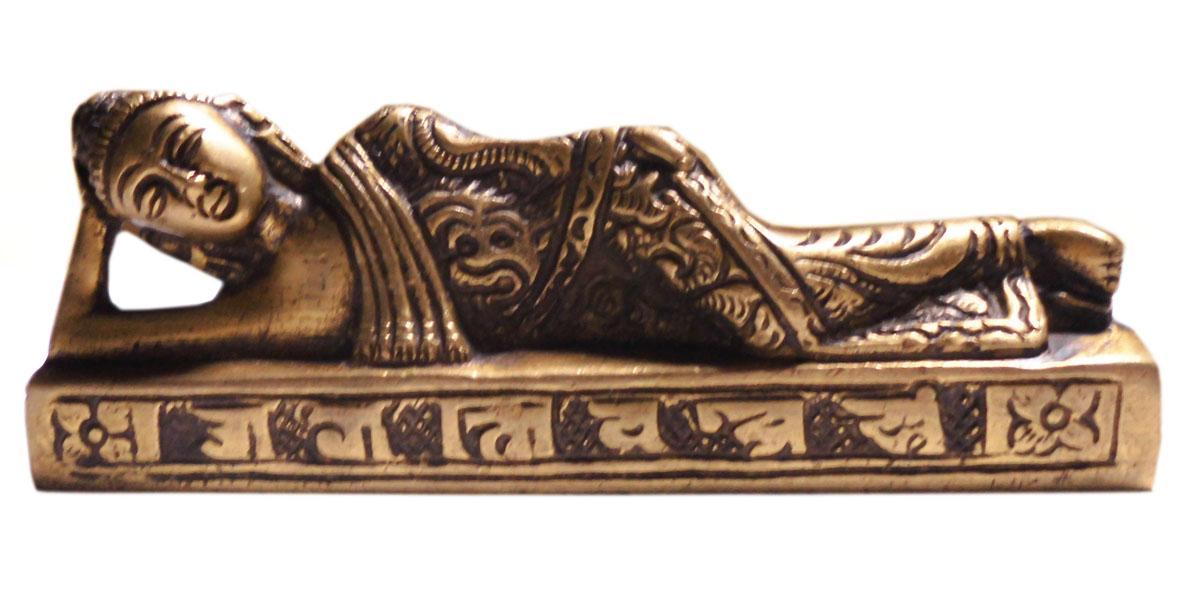 ■☆アジアン雑貨　ネパール仏像　真鍮製　涅槃像（SLP-6）_画像1