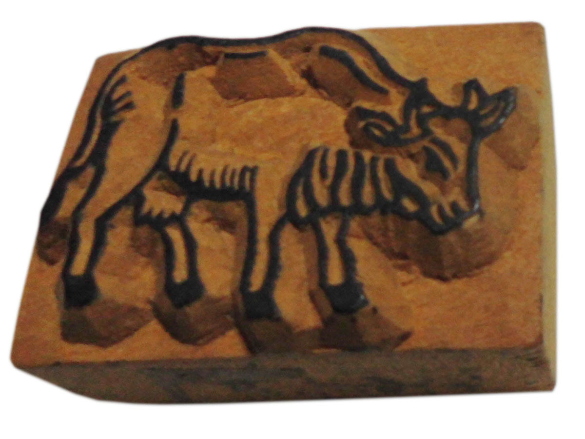 ■☆アジアン雑貨　ネパール・仏像・仏具・手彫りスタンプ　牛（STA-3）_画像1