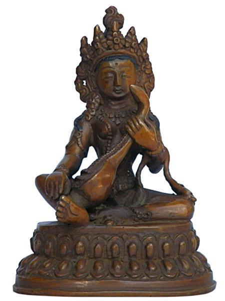 ■☆アジアン雑貨 ネパール仏像　銅製　サラソティー （BS-22）
