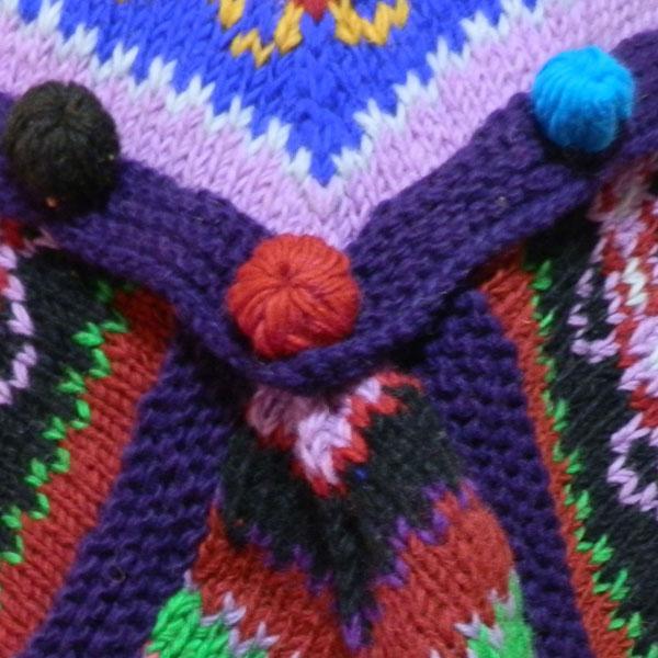 アジアン衣料 ネパール手編みフード付きポンチョ（WP-2） 4