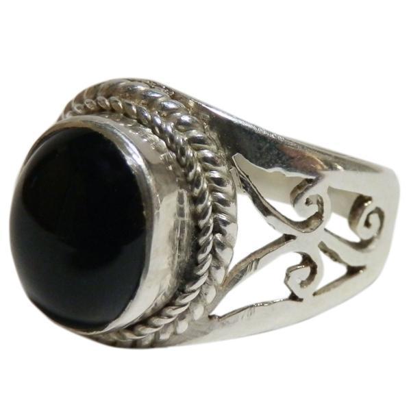 ■ ☆ Азиатские разные товары непалонский серебряный ремесленник Onyx Ring (ONR-26)