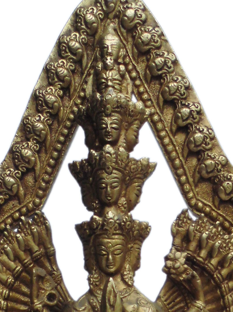 □☆アジアン雑貨 ネパール仏像 真鍮製 十一面千手千眼観音像菩薩（BS