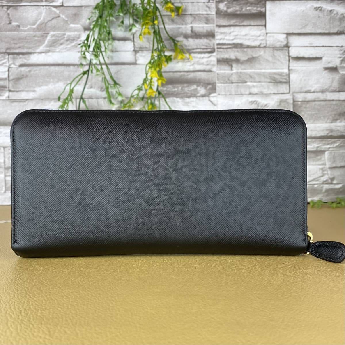 a151 プラダ PRADA 1円☆美品☆ サフィアーノ ラウンドファスナー長