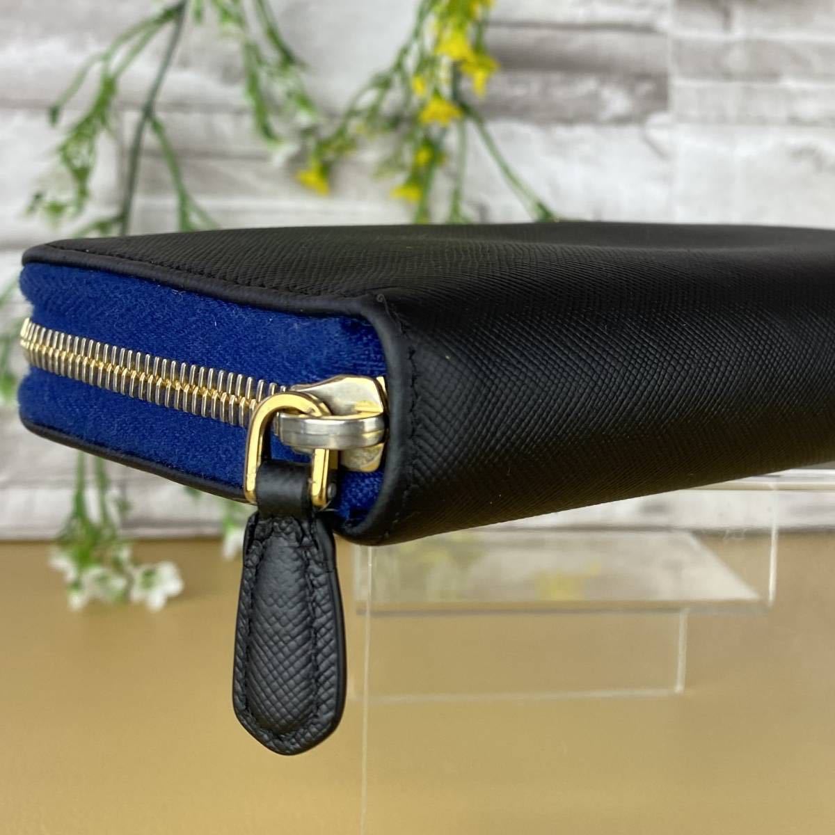 a151 プラダ PRADA 1円☆美品☆ サフィアーノ ラウンドファスナー長