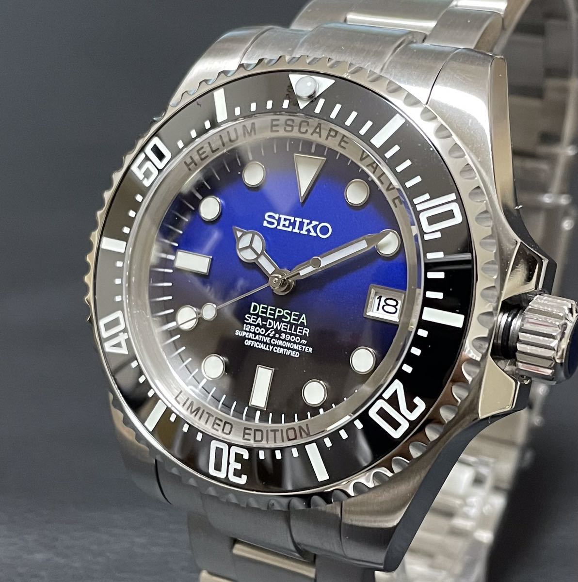 一円〜 SEIKO カスタム NH35 DEEPSEA SEA-DWELLER 44mm デイト 腕時計 ウォッチ 自動巻き MOD ハック機能 seikomod セイコー_画像1