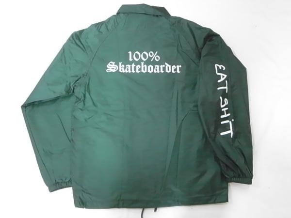 JB即決 JONNY BEE ジョニービー別注！ 100%SKATEBOARDER 限定EATSHITスリーブ コーチジャケット緑 グリーン M 新品 JESSEE ジェイ アダムス