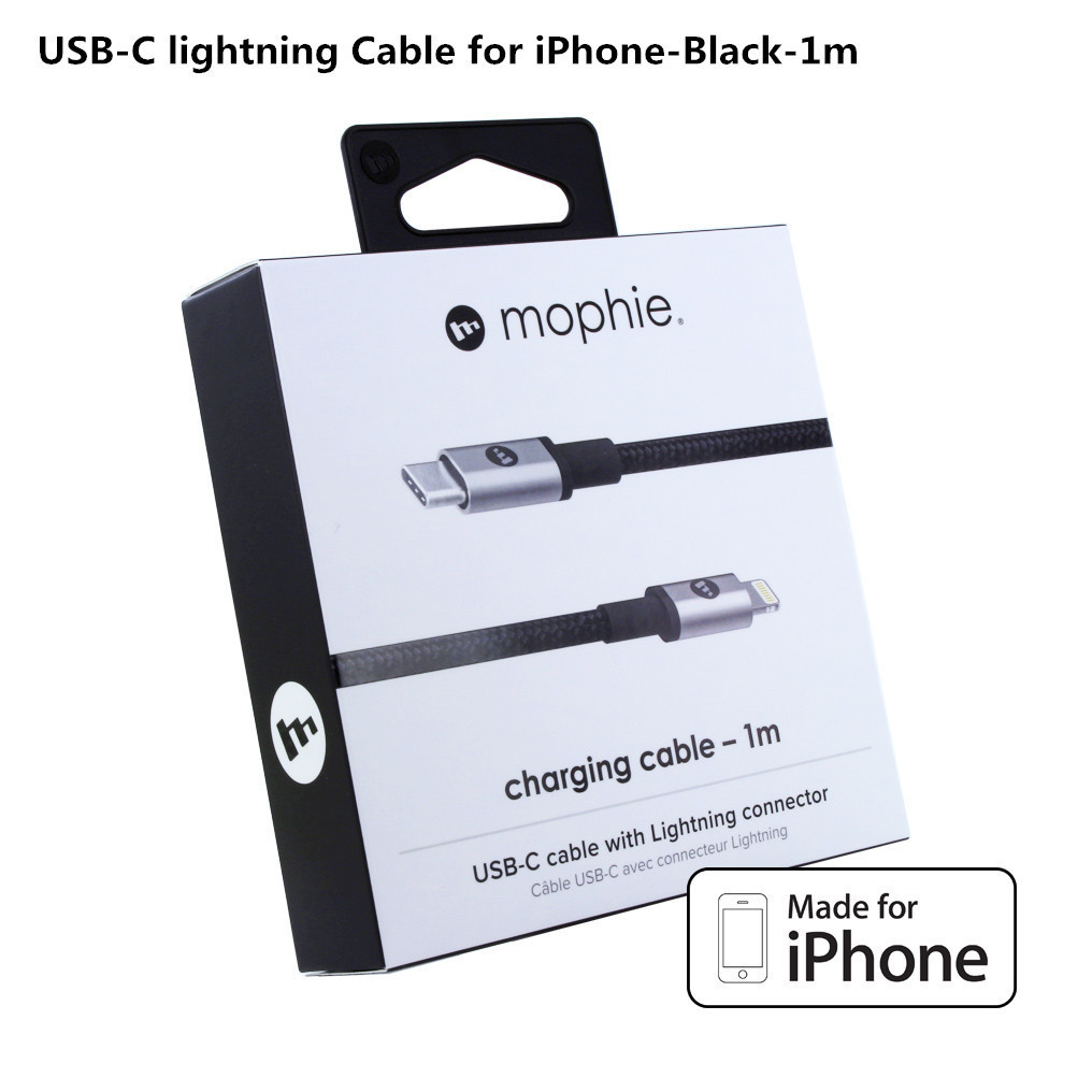 【Apple認証品★mophie】Lightning - Type-C USB-C-ライトニングケーブル 1m 高速充電 高耐久 2色ブラック ホワイト iPhone iPad★pcs-usbc_画像3
