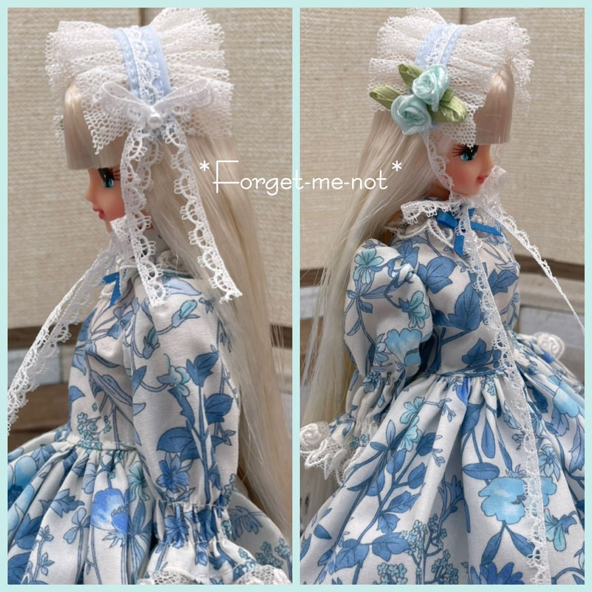 *Forget-me-not*☆送料無料☆ブルー花柄ワンピースセット☆ジェニー☆ジェニーサイズ☆手づくり☆handmade☆27cmドール_画像4