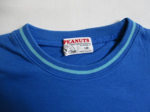 BD914【PEANUTS・スヌーピー】ロゴプリント　半袖　Tシャツ　訳有　男女児　青　120_画像3