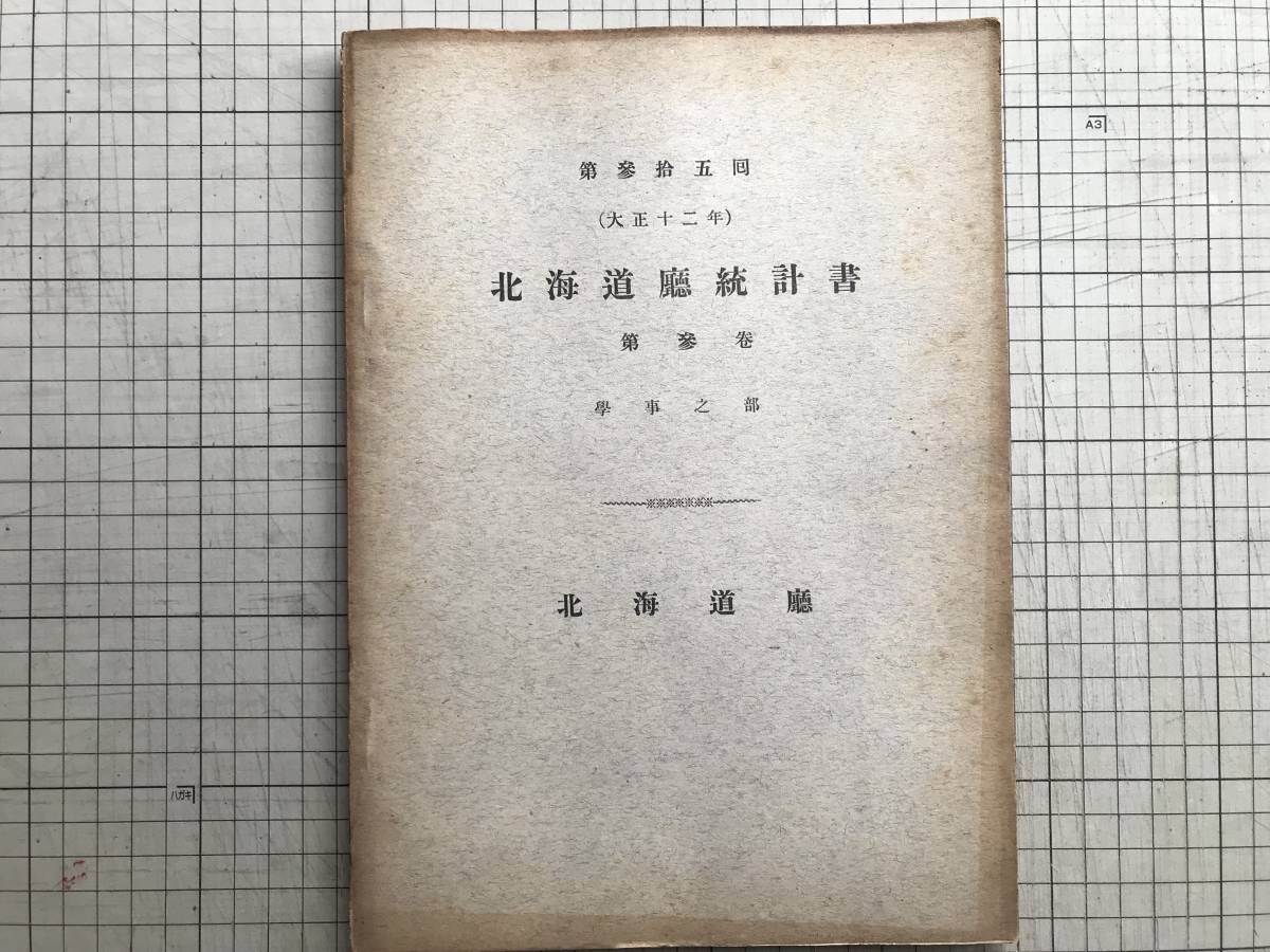 『第三十五回 大正十二年度 北海道庁統計書 第三巻 学事之部』1925（大正14）年刊 ※学齢児童・師範学校・高等女学校・公立学校医 他 07016_画像1