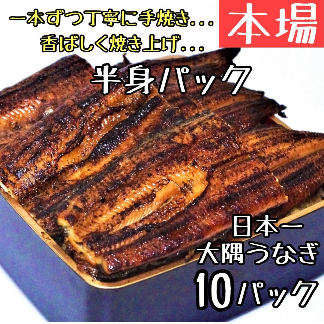 日本一◎鹿児島県産 大隅うなぎ ハーフ10パック 鰻蒲焼き 手焼き_画像1