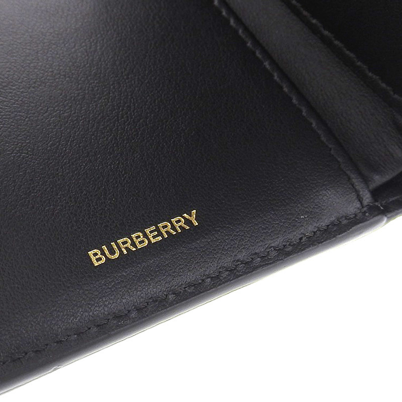 バーバリー BURBERRY 三つ折り財布 コンパクトウォレット レザー ブラック 中古 新入荷 OBB0401_画像7