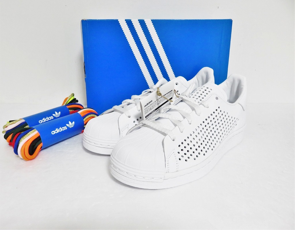 定価1.5万 新品 adidas Originals SUPERSTAR パンチング 24.5 ホワイト 天然皮革 メッシュ アディダス オリジナルス スーパースター FX5545