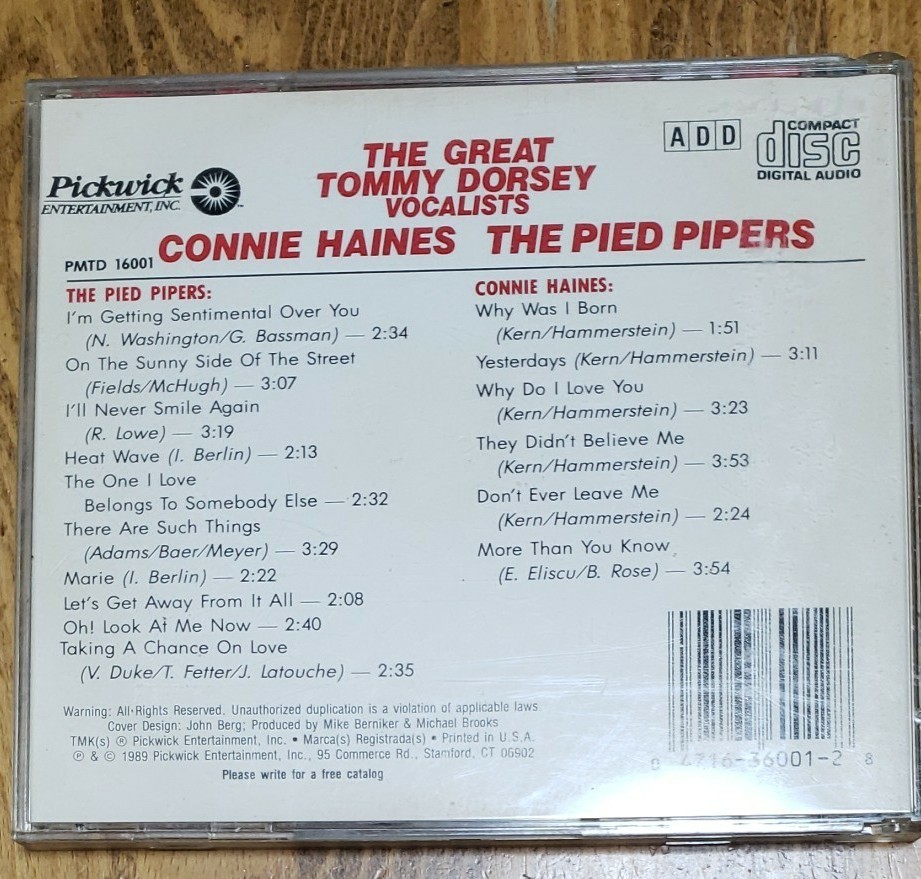 CD THE GREAT  TOMMY DORSEY VOCALISTS