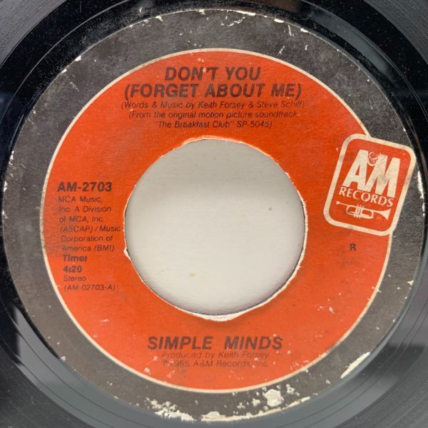 USオリジナル 7インチ SIMPLE MINDS Don't You (Forget About Me) ('85 A&M) シンプル・マインズ 45RPM._画像1