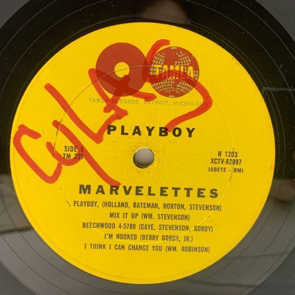 ほぼ美再生!! MONO 地球儀 US 初期プレス MARVELETTES Playboy ('62 Tamla) Yellow Globe マーヴェレッツ／プレイボーイ 米 モノラル LP_画像3