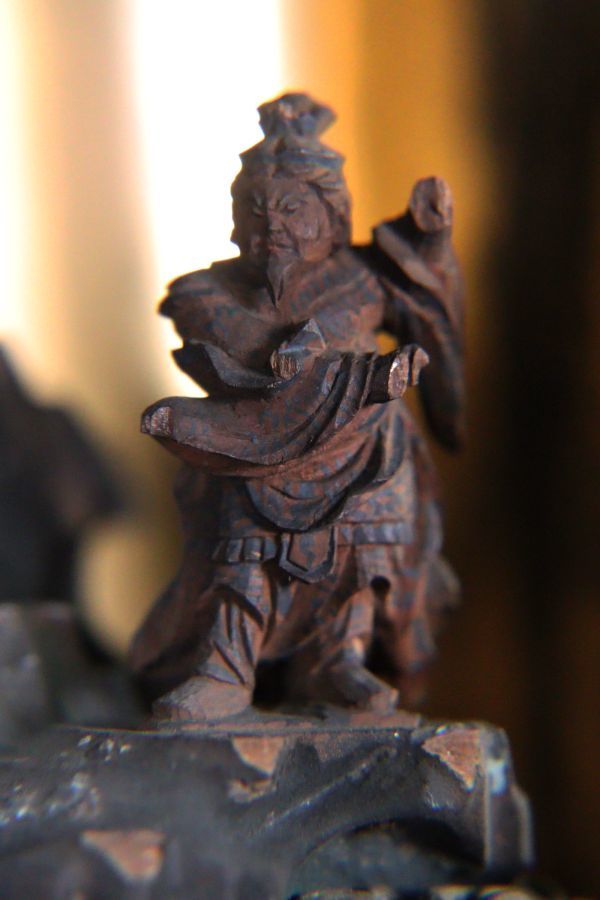 仏教美術 時代 木彫 妙見菩薩 厨子入 14cm 極上細密造 仏像唐物 うぶ品