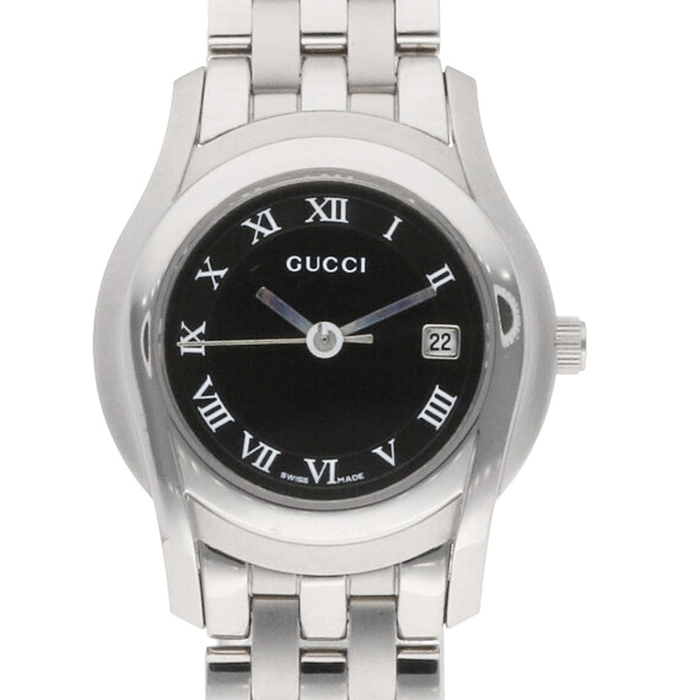 GUCCI グッチ SS 腕時計 ステンレススチール 5500 シルバー ブラック グッチ 腕時計 5500M ステンレススチール クオーツ アナログ表示 メンズ 黒文字盤
