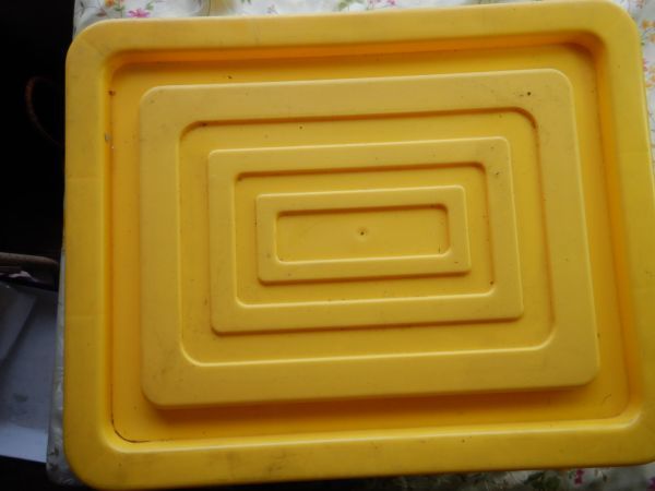  yellow Showa era box case MAIDO MAIDO&WHAT ARE YOU? BIRDING Izumi 43X33H24CM clothes case all Japan plastic Showa Retro 