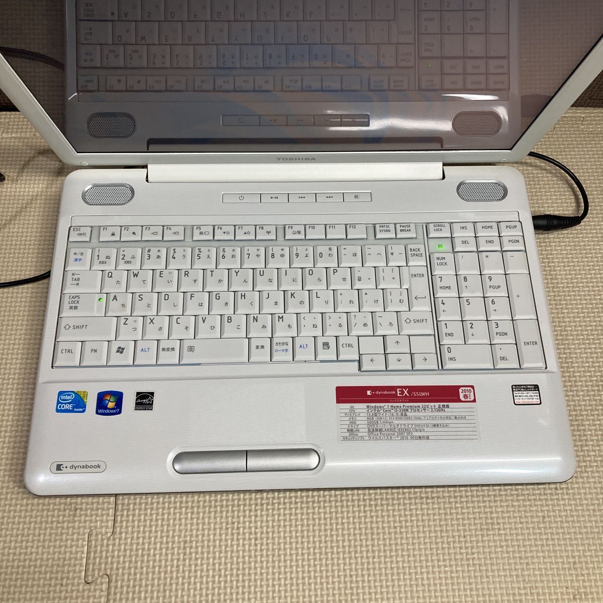 ZZ-5089 激安 最新OS Windows11Pro ノートPC TOSHIBA dynabook EX/55LWH Core i3 メモリ4GB HDD320GB Office 中古品_画像4