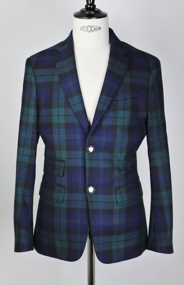 16AW GUCCI グッチ クレストボタン ブラックウォッチ ウール チェック