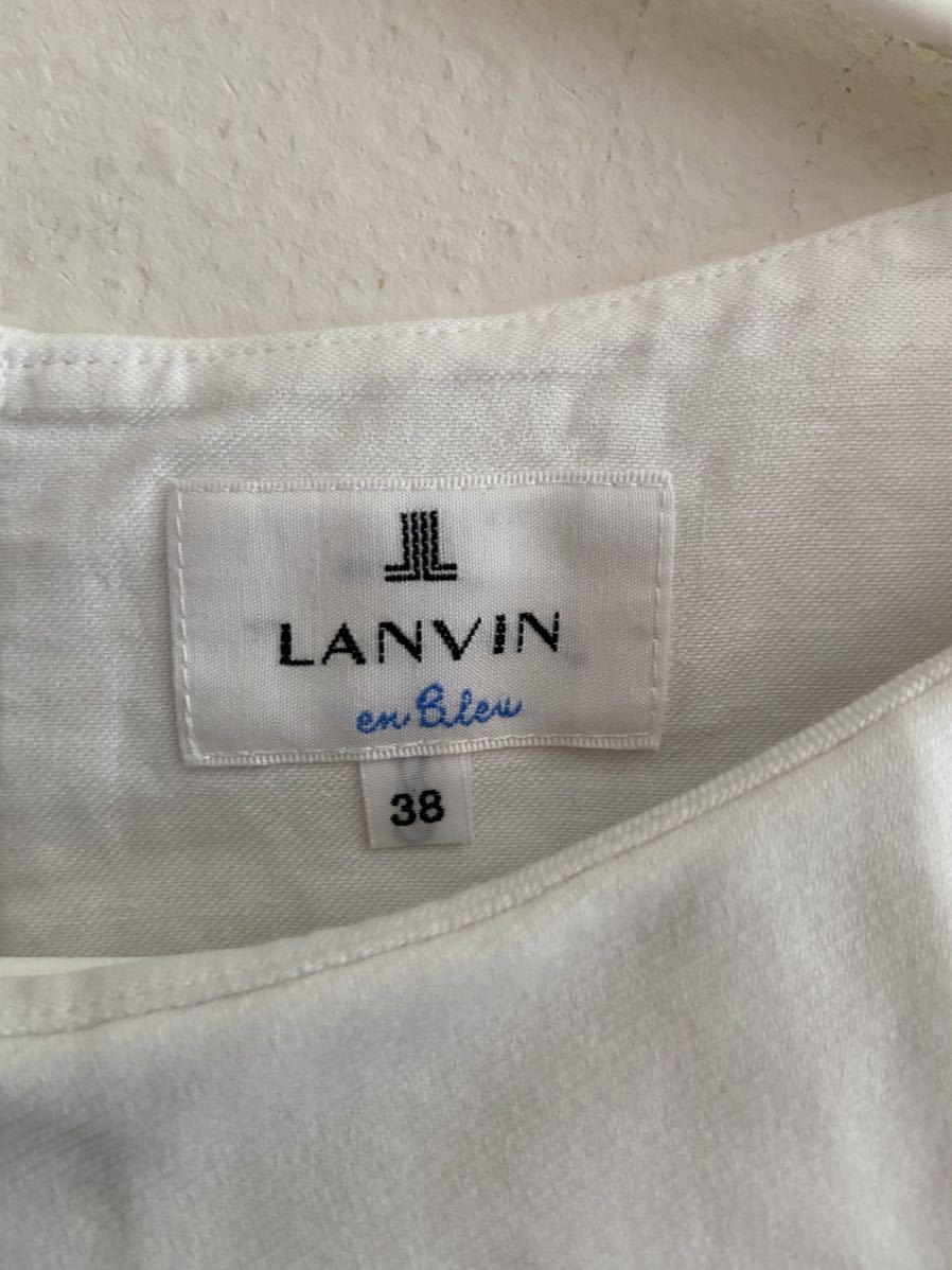 【送料無料】中古 LANVIN ランバン ノースリーブブラウス フリル ホワイト サイズ38_画像2
