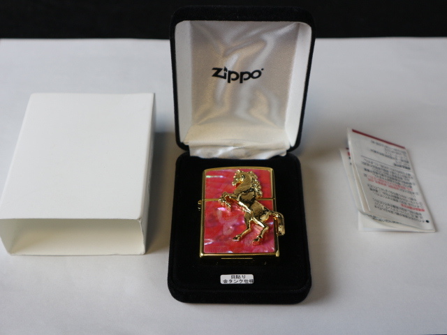未使用 Zippo/ジッポ ZP Wウィニー/ウイニングウィニー スターシェル GDリップ/ゴールドリップ PK/ピンク ライター ベロアBOX  喫煙グッズ