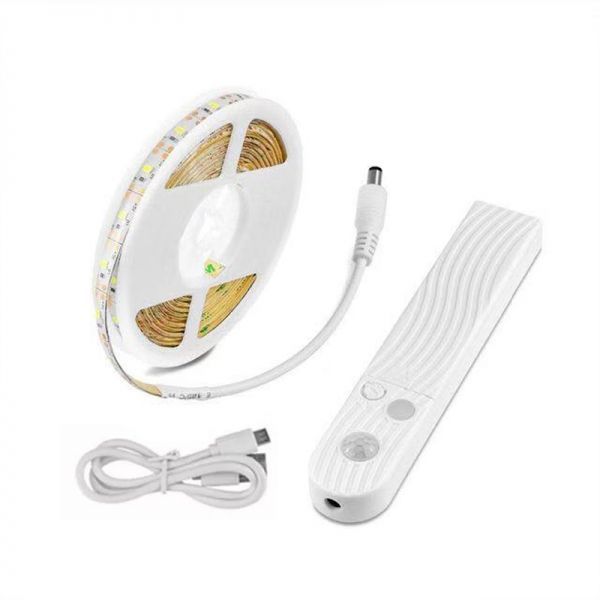 人感センサーライト LED テープライト 温白色 2M USB充電 電池式 切断可能 防水 間接照明 玄関 廊下 トイレ 階段 棚下 DD165_画像4