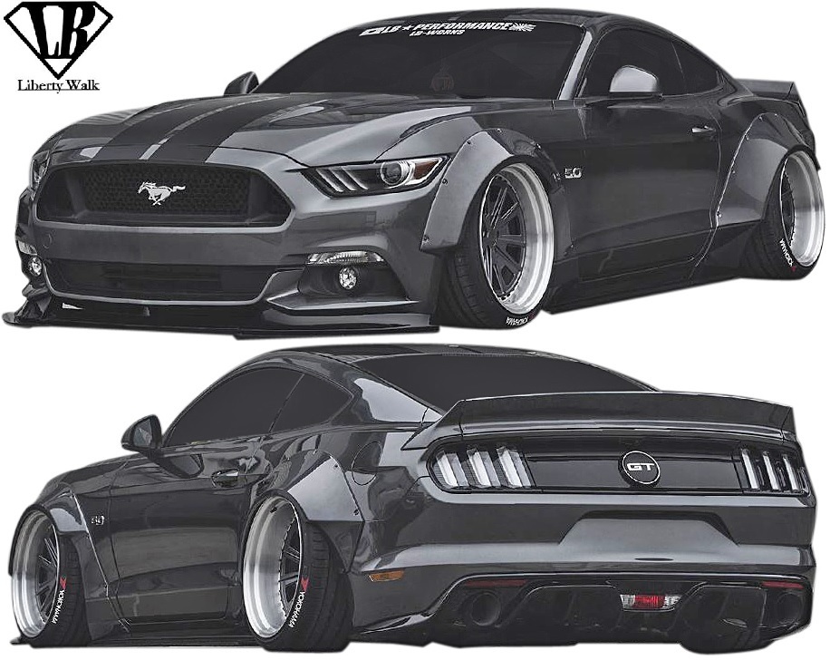 【M’s】 FORD MUSTANG (2015y-) Liberty Walk LB-WORKS ワイド仕様 フルキット 6点 ／／ FRP リバティーウォーク フルエアロ マスタング_画像1