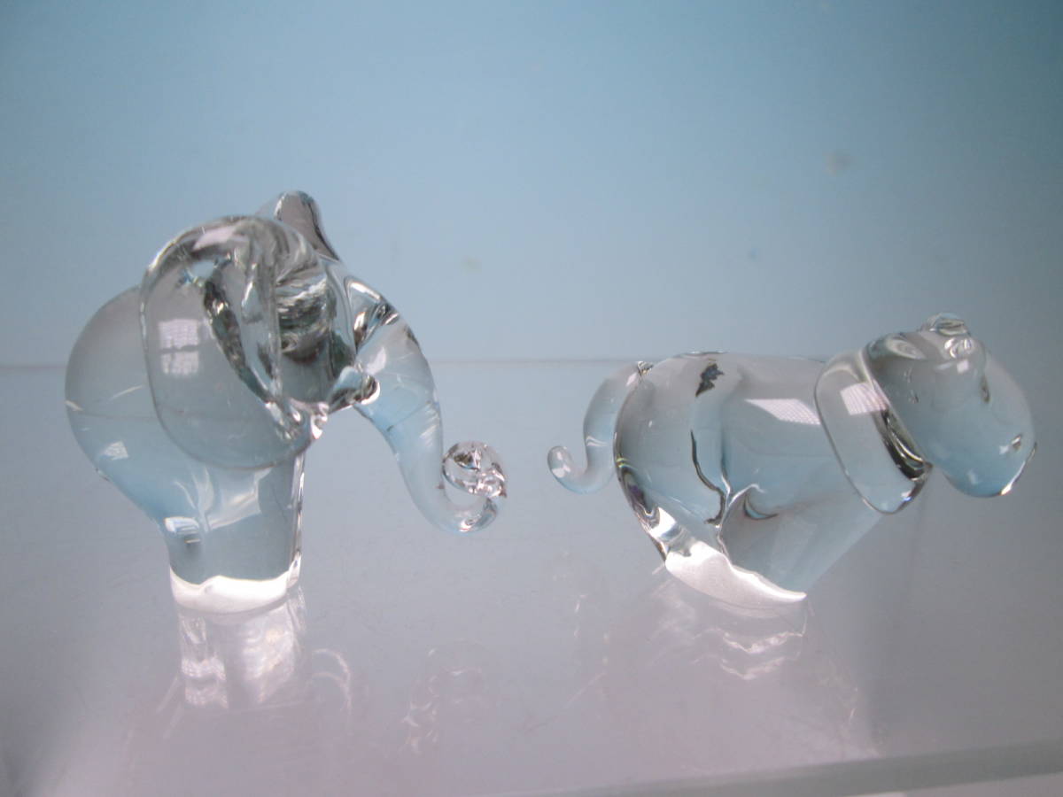 ☆NGWENYA GLASS HERITAGE 動物硝子コレクション「象・バッファロー・ライオン・サイ・豹」置物 共ケース付_画像8