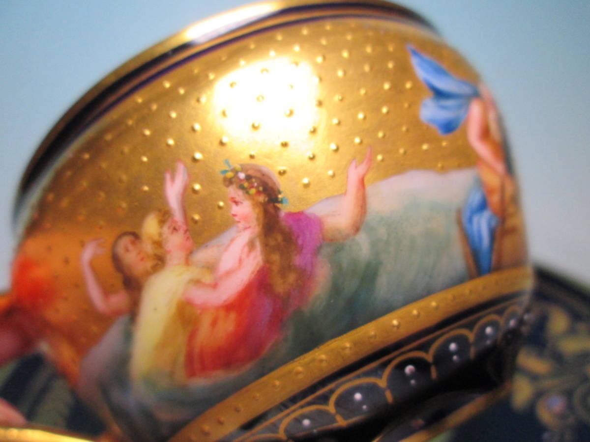 * запад античный *VIENNA Vienna Orpheus подписан золотая краска маленькая чашка & блюдце без коробки Vintage 
