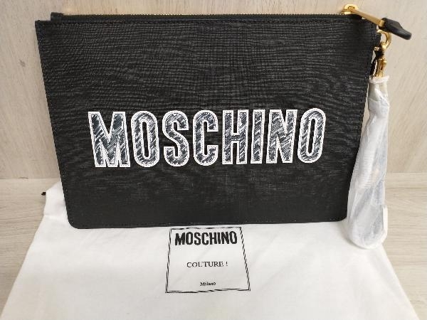 【良好品】 ブラック 黒 持ち手なしバッグ セカンドバッグ モスキーノ MOSCHINO Made 店舗受取可 保存袋・タグ付き イタリア製 Italy in セカンドバッグ