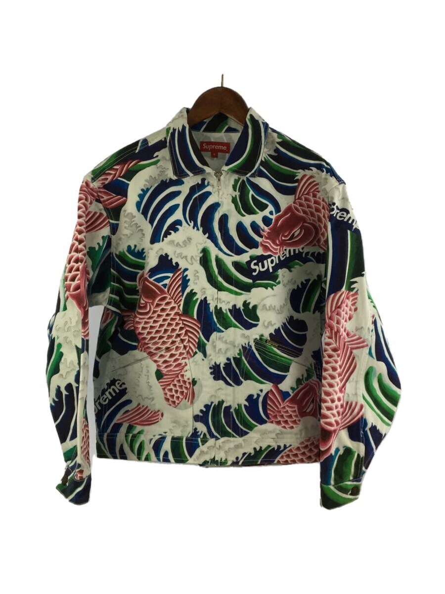 Supreme◇ジャケット/S/コットン/WHT/総柄/20SS/Waves Work Jacket/鯉