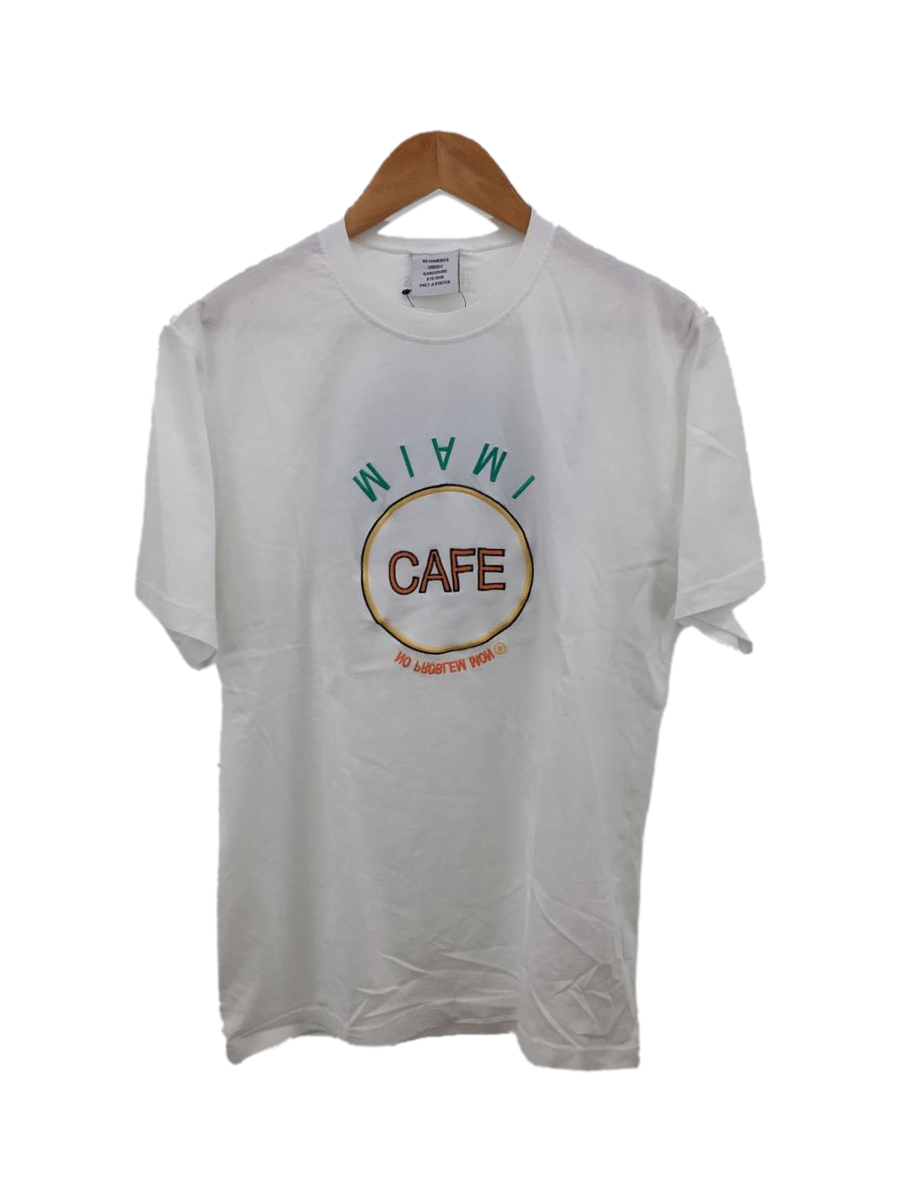 素敵な VETEMENTS◆MIAMICAFE T-shirt/S/コットン/WHT/USS197057 Embroidered その他