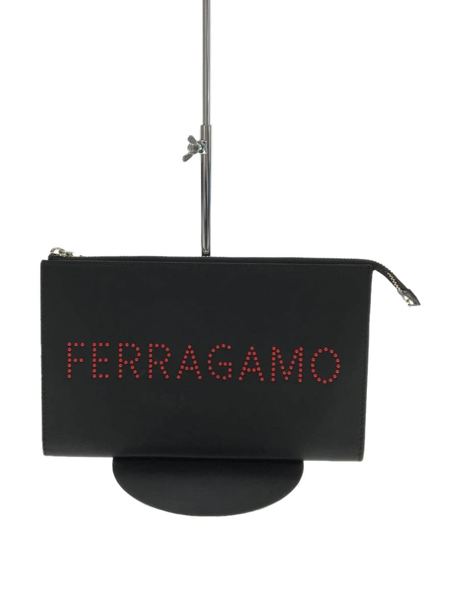Salvatore Ferragamo セカンドバッグ 高品質の人気 レザー BLK ブラック IY-24A121 ドットロゴ クラッチバッグ SALE開催中