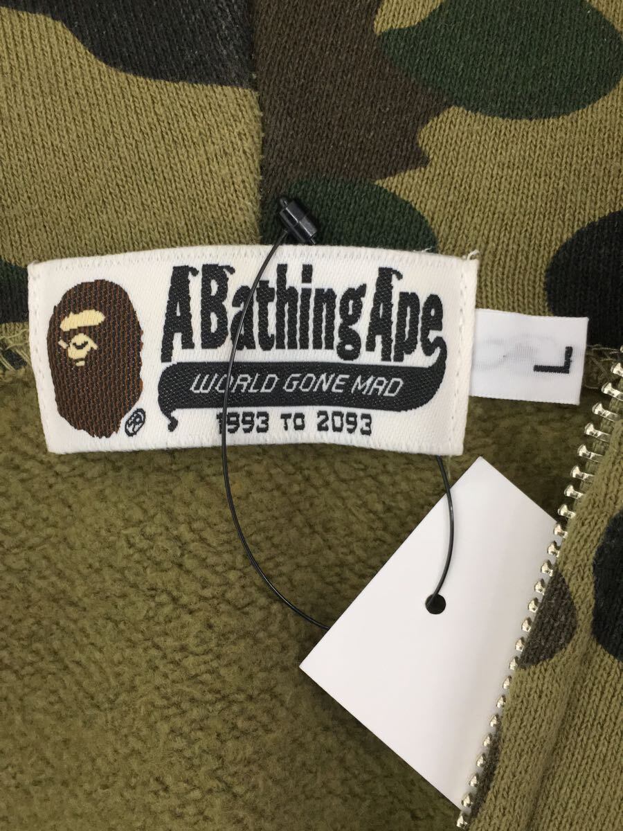 A BATHING APE◆CAMO SHARK FULL ZIP HOODIE/L/コットン/カーキ/カモフラ/1870-115-046_画像3