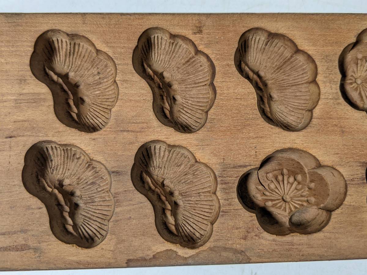 79 松竹梅 花 笹 菓子型 木型 羽子板 和菓子 木製 木彫 落雁 木地_画像5