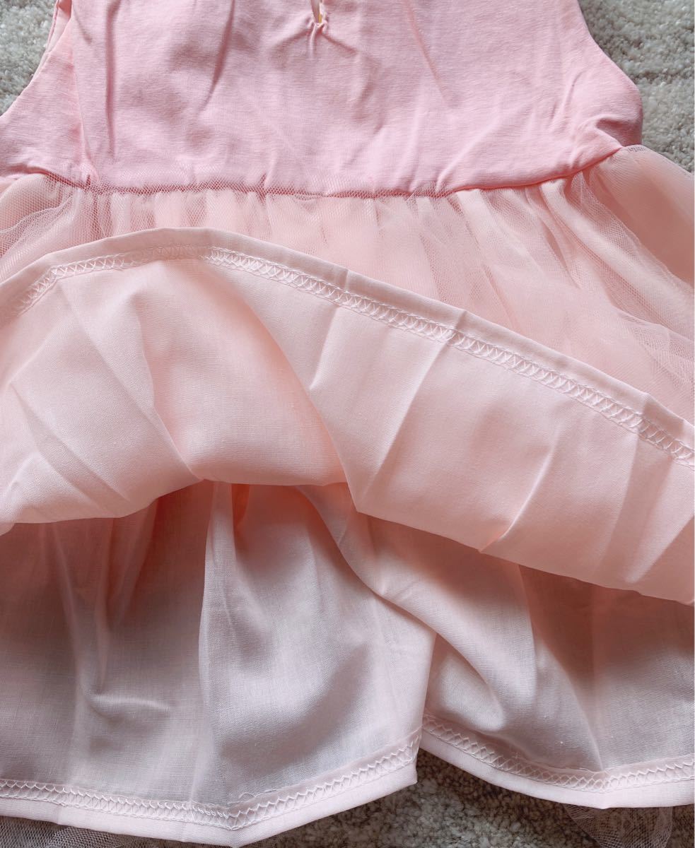 新品100cm   無袖　チュールワンピース ピンク　女の子