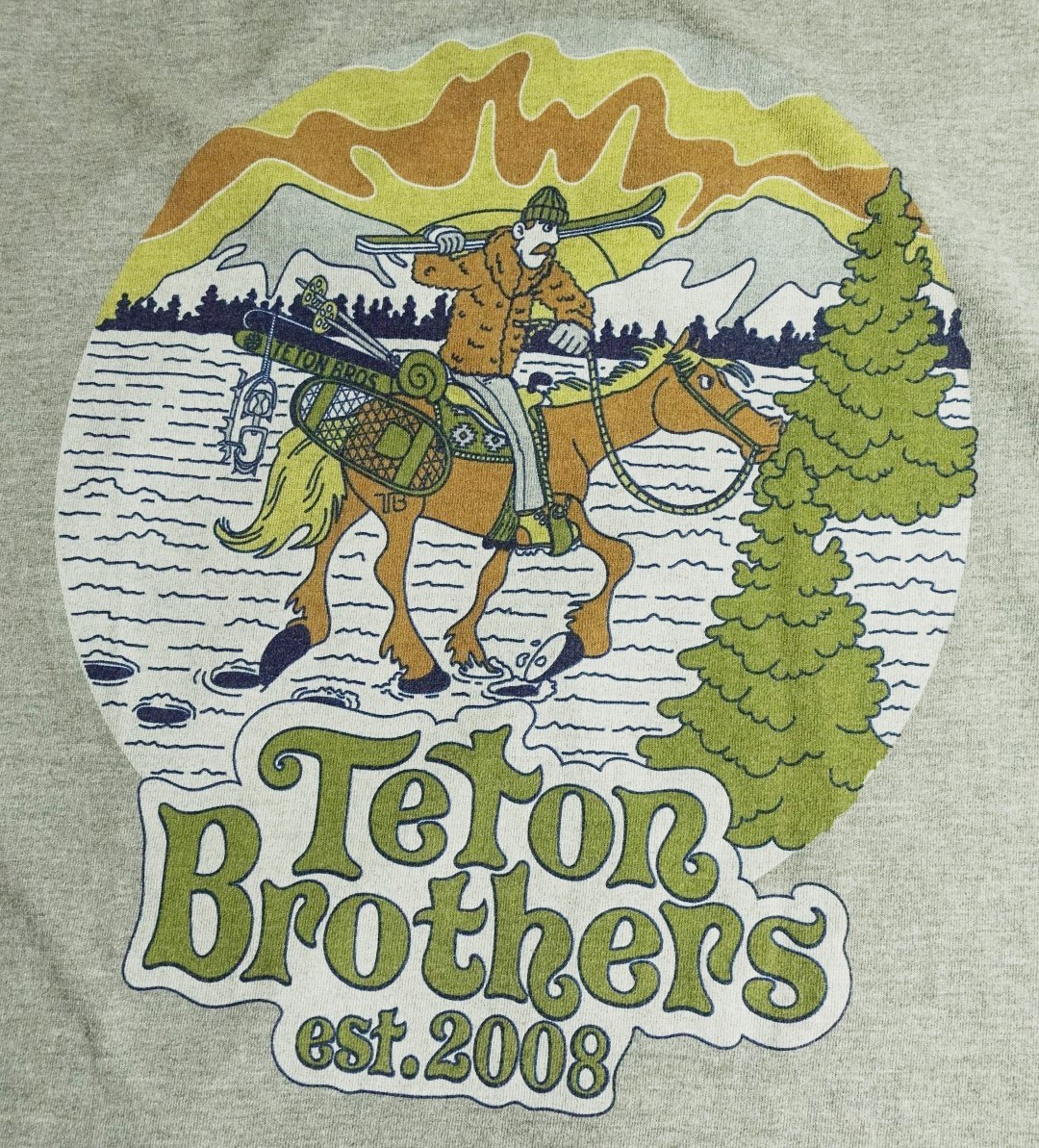 ▲TETON BROS. ポリエステル100% Teton Brothers 2008ロゴ 半袖 Tシャツ ミックスグレー M 美品!!!▲_画像3