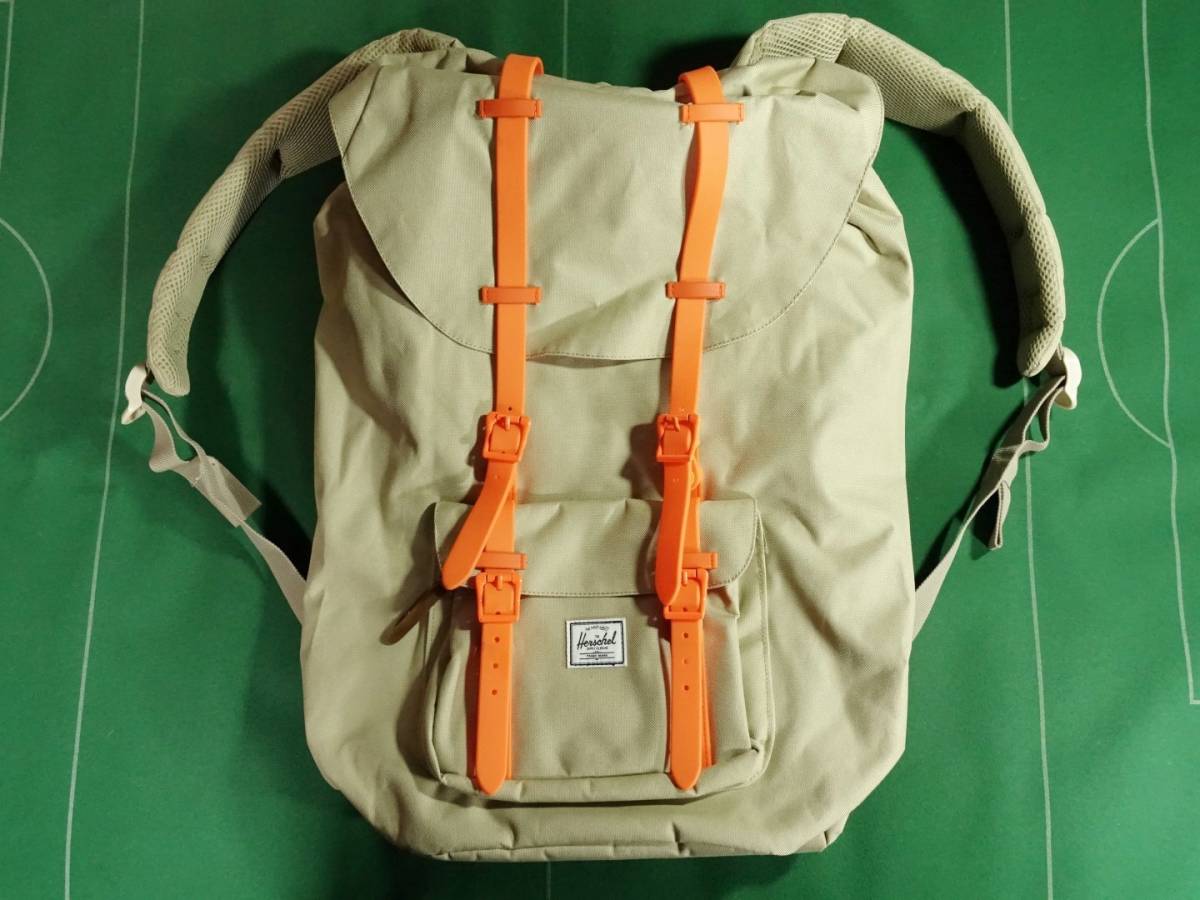 □HERSCHEL SUPPLYハーシェル 定番 リュック デイパック LITTLE AMERICA ベージュ/オレンジ 美品!!!□_画像1