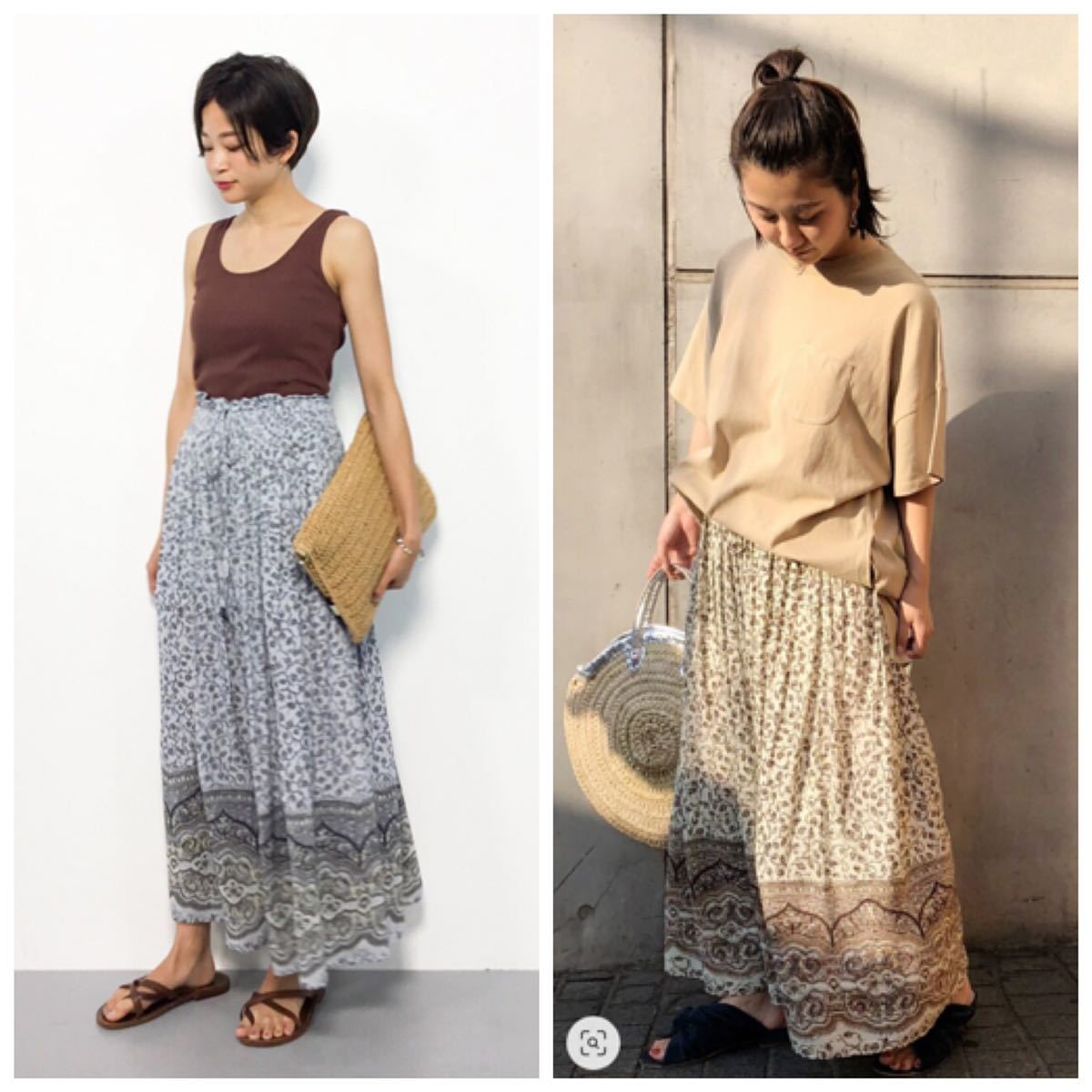  beautiful goods Nano Universe [BAILA 3 month number publication ][InRed 3 month number publication ] Old Touch peiz Lee print maxi skirt regular price 19800 jpy 38