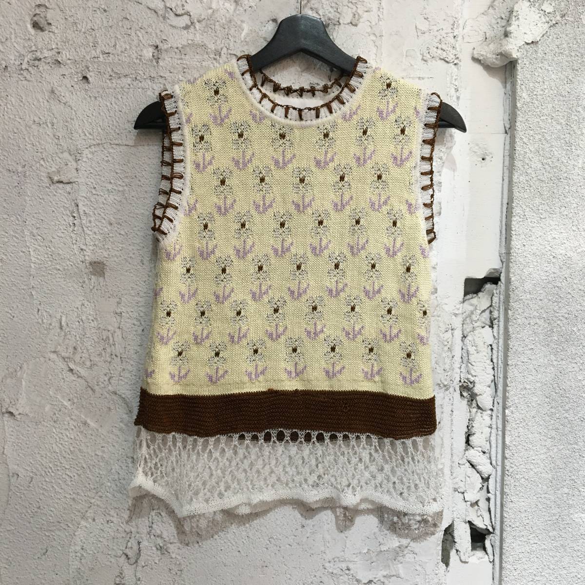 19SS Mame Kurogouchi マメ クロゴウチ 刺繍 鍵編み デザインニット