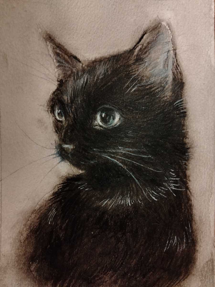 黒猫イラスト 水彩画 手描きイラスト インテリア はがきサイズ 動物画 売買されたオークション情報 Yahooの商品情報をアーカイブ公開 オークファン Aucfan Com