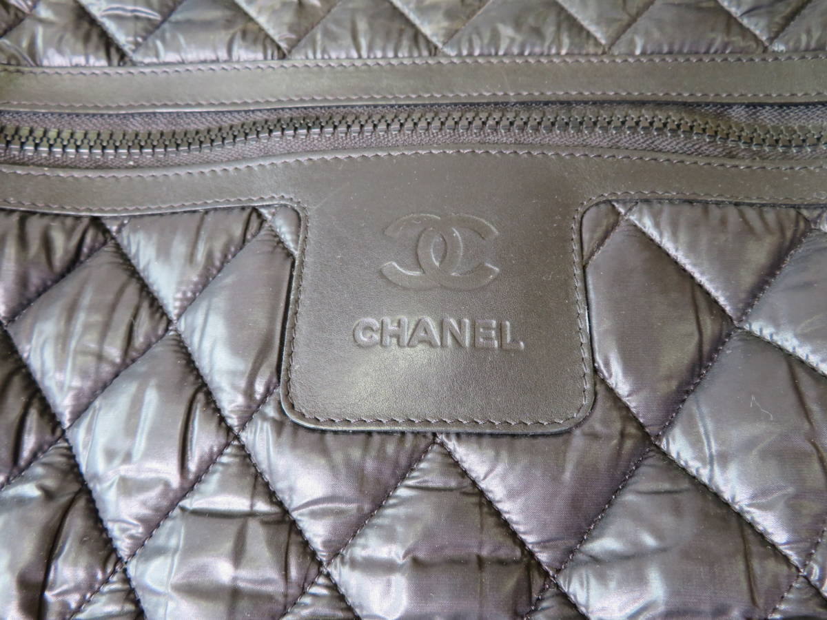 シャネル CHANEL コココクーン ミニボストンバッグ A47205 ショルダーバッグ ココマーク ブラック 黒 ナイロン キルティング _画像9