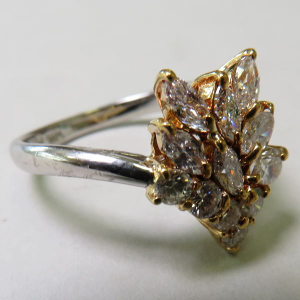 K18/Pt900 ゴールド/プラチナ ダイヤ リング 0.28ct 0.63ct 指輪