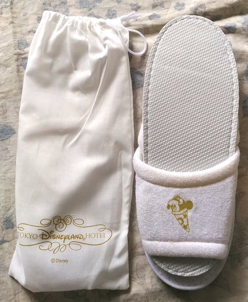  unused Tokyo Disney Land hotel slippers amenity 1 pair storage sack attaching hat Mickey Mouse TOKYO DISNEYLAND pouch TDL TDR