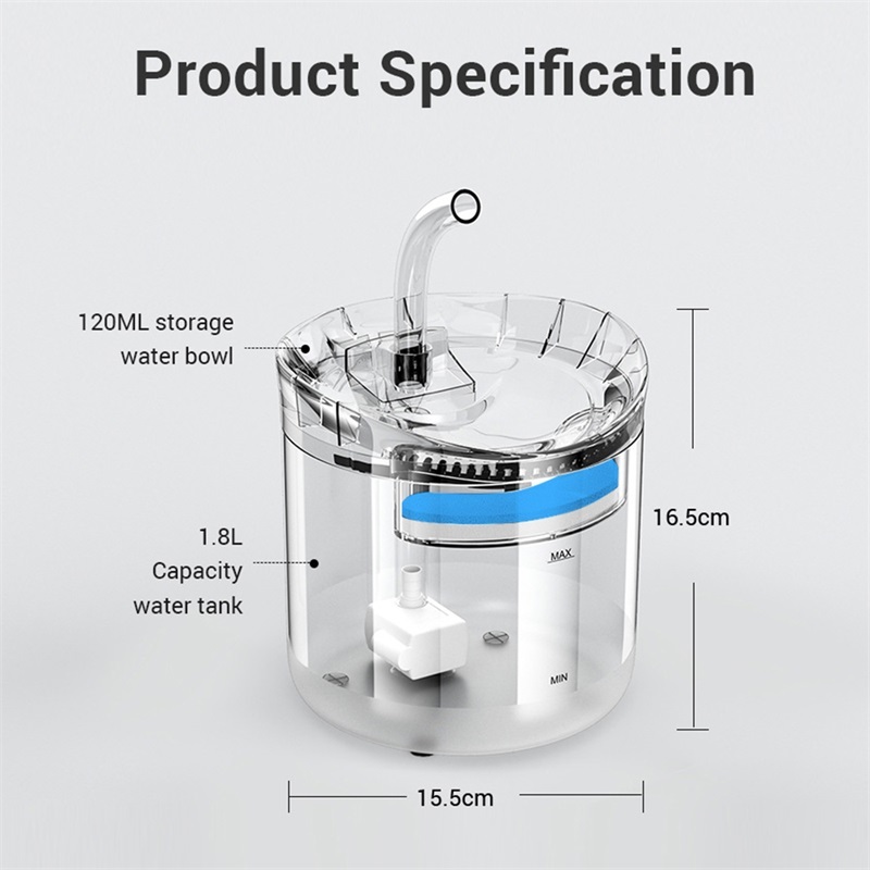 猫 犬 自動給水器 蛇口型 循環式 ペット 自動噴水 透明 飲料水ディスペンサー 水飲み器 猫犬兼用 活性炭フィルター 1.8L大容量 全透明